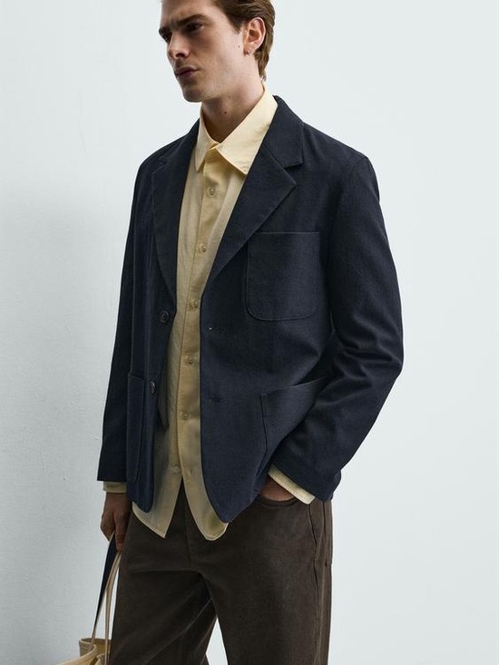 Zara Other - Zara Dark Navy Two-Button Patch Pocket Blazer